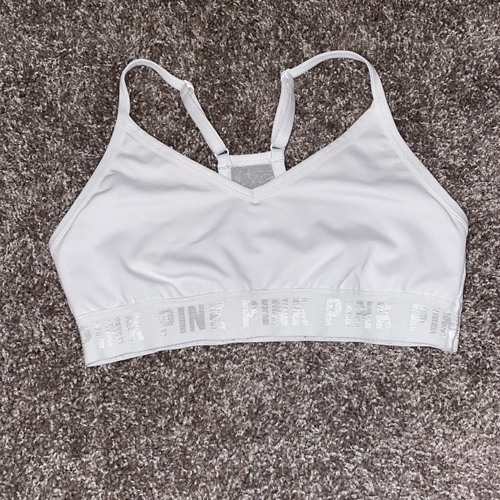 White PINK spots bra